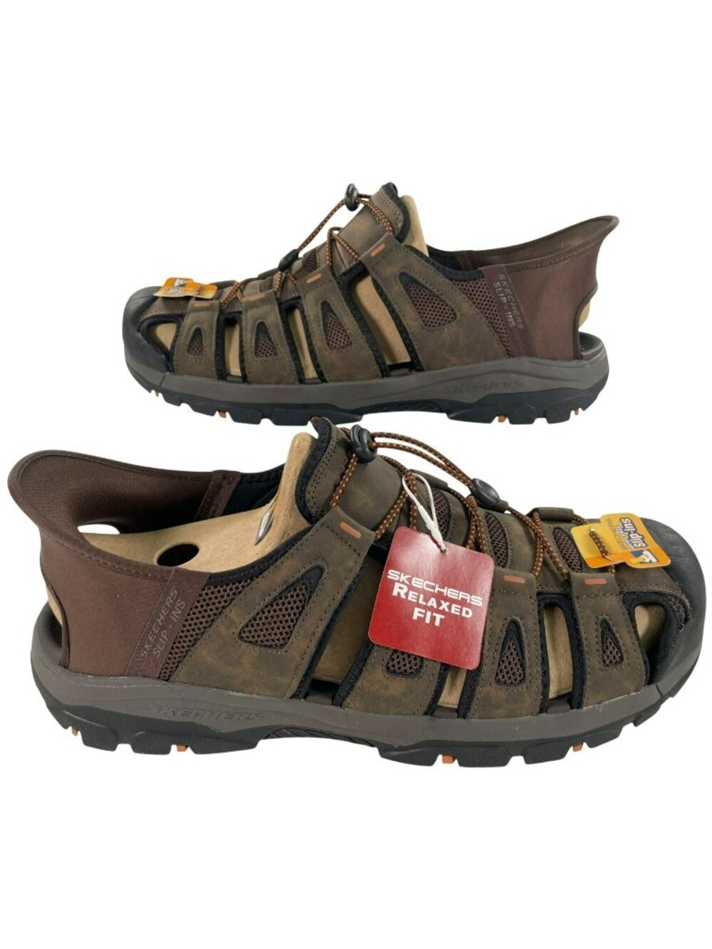 Skechers Tresmen Norvick Relaxed Fit Slip-Ins Sandals Brown Men's Size 14 NEW